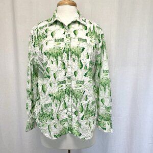 Aerie Wicked Elphaba Seersucker Button Shirt Oversized Witchy Green size XS